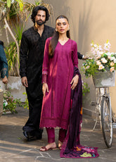 Azure Luxury Embroidered Lawn 3 Piece Unstitched Suit AZU25LL D-WINE MIRAGE